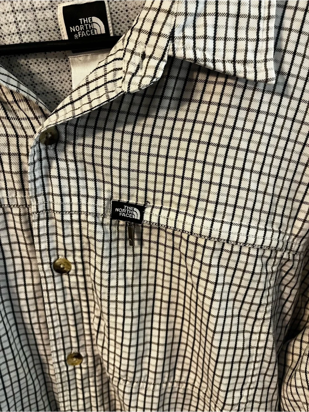 The North Face Men’s Black & White Checked Button-Down Shirt